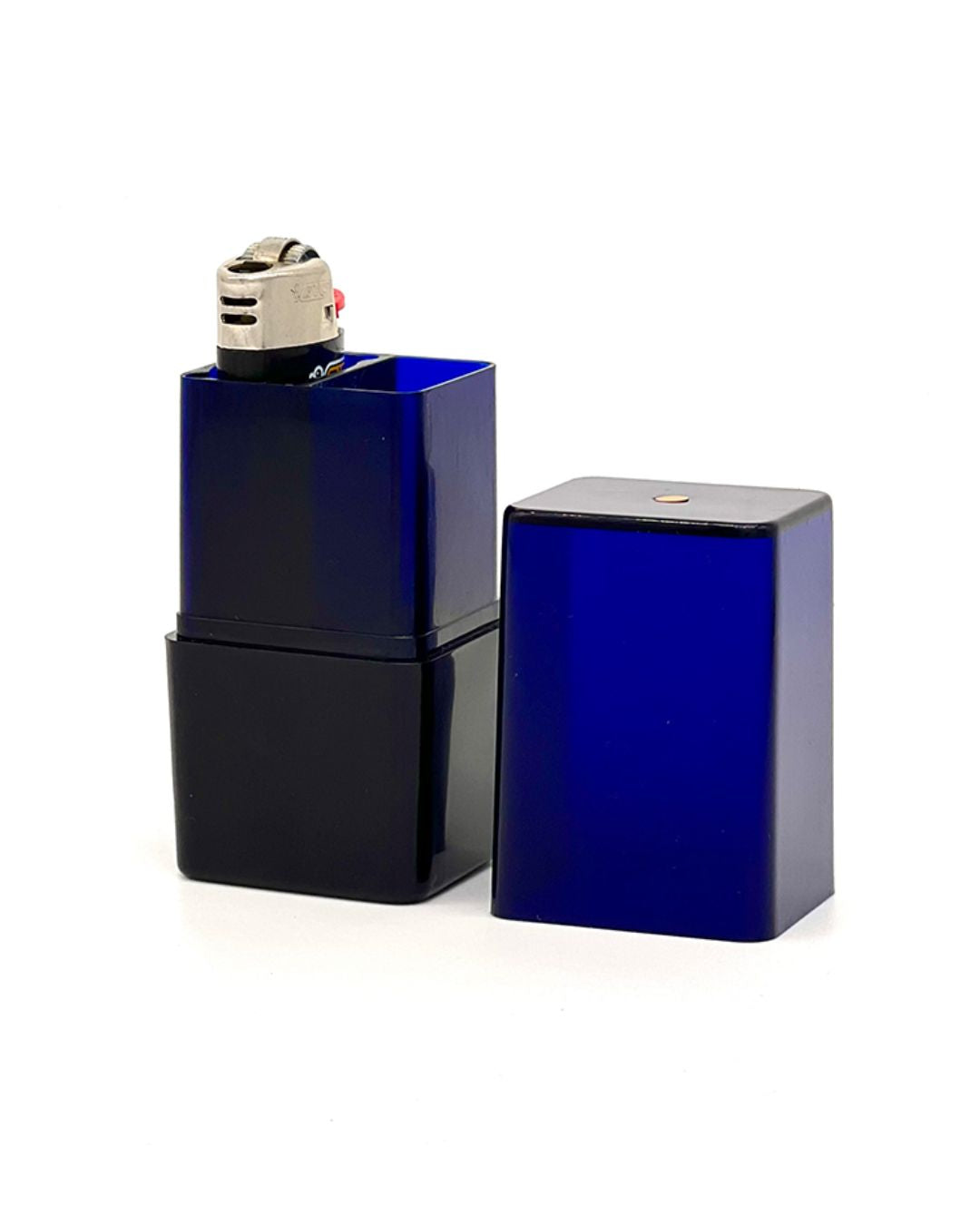 Cobalt blue smell proof hautebox storage container.