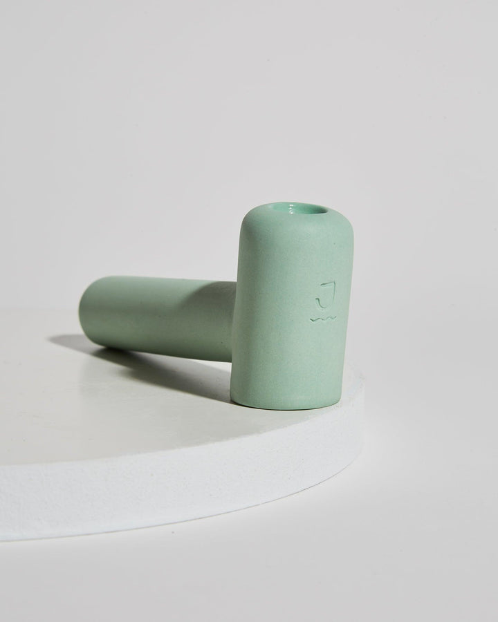 Luxury designer small ceramic herb pipe mint green.