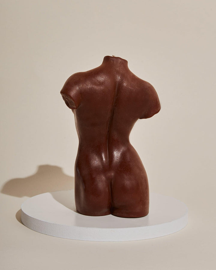 brown hannah female body sculpture candle