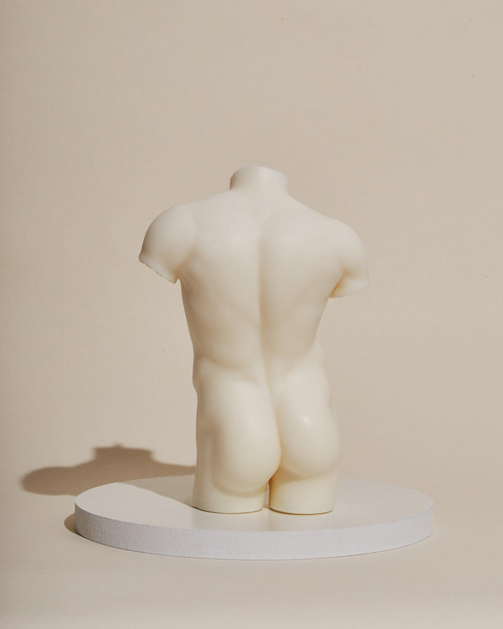 ivory white male sculpture candle