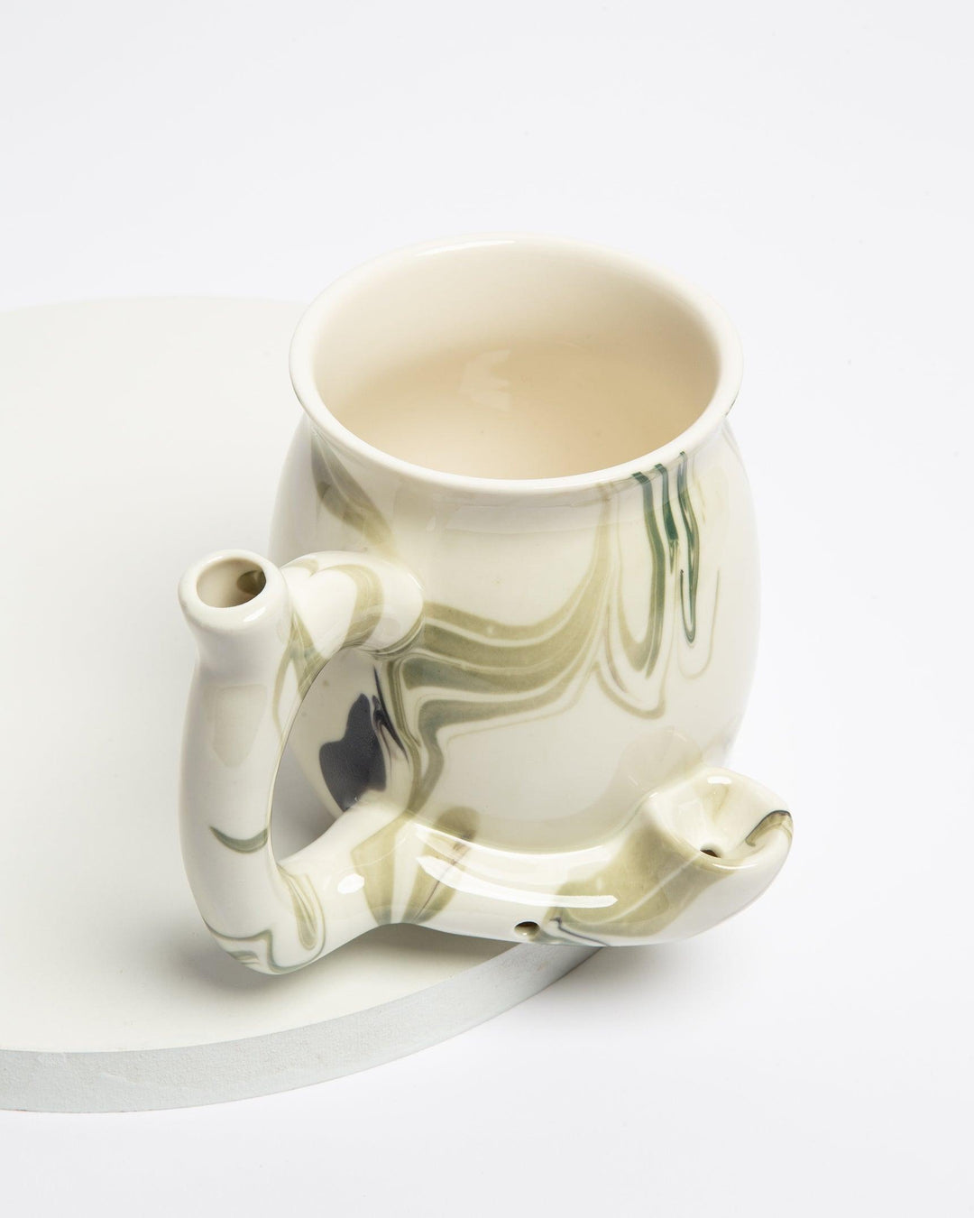 green ceramic functional pipe mug herb bowl