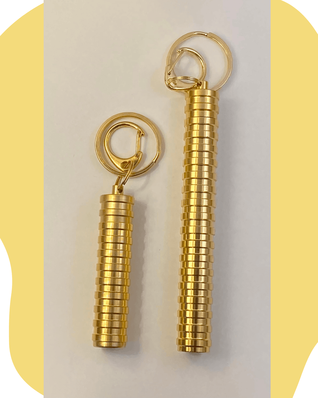 large and small gold joint keychain holders